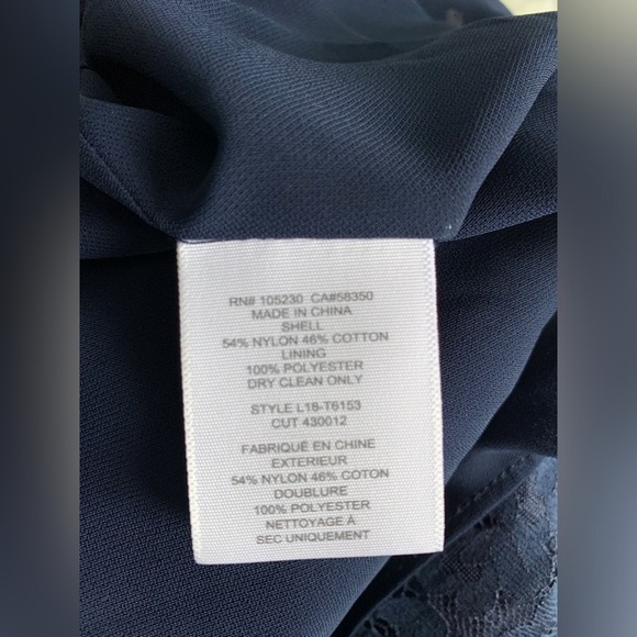 Joie Navy Blouse with Lace over lay with Bell Sleeve SZ: US S - Picture 6 of 7